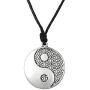 Yin Yang Taoist Symbol of Balance Pendant Necklace Adjustable Rope Necklace for Men and Women
