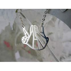 La Menagerie Sloth Silver Origami Jewelry - Silver Geometric Chain Necklace – 925 Sterling Plated Silver Necklace for Women & Girls – Stylish Sloth Pendant Necklace