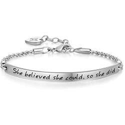 Annamate 2020 Graduation Gift Bracelet for Girls, Inspirational Jewelry Gifts Engraved Message She Believed she Could so she did Quote Bracelets for Women