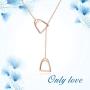 YFN Horse Gift Jewelry 925 Sterling Silver Simple Double Horse Strirrup Lariat Necklace Horse Gift for Women Girls