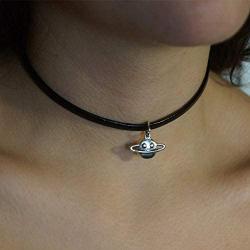 AsherKeep - Premium Black Vegan Leather Choker and Collar Necklace - Adjustable - Charms