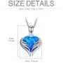 SOULMEET Angel Wings Heart Necklace with Simulated Opal&Cubiz Zirconia for Women Girls Sterling Silver Jewelry Christmas Gifts Birthday