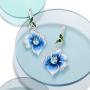 Santuzza Heart Shape Flower Earrings 925 Sterling Silver Exquisite Blue Clover Enamel Earring Fine Jewelry For Women