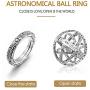 JAJAFOOK Astronomical Sphere Ball Deformation Ring Cosmic Finger Ring Lover Gifts, Titanium Steel Rings