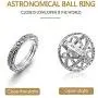 JAJAFOOK Astronomical Sphere Ball Deformation Ring Cosmic Finger Ring Lover Gifts, Titanium Steel Rings