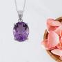 Shop LC Natural Gemstone Amethyst 925 Sterling Silver Oval Solitaire Chain Pendant Necklace for Women Crystal Purple Jewelry Gifts Cttw 3