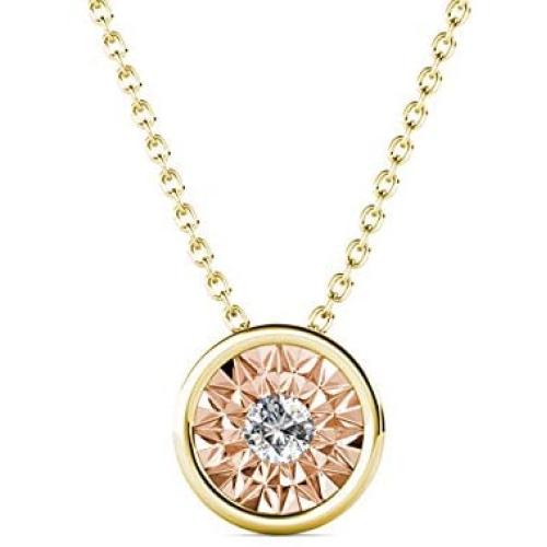 St.Claire Swarovski Crystal 18K Gold Plated Round Necklace 925 Sterling Silver Birthstone Pendant Necklaces for Women Christmas Jewelry Gift