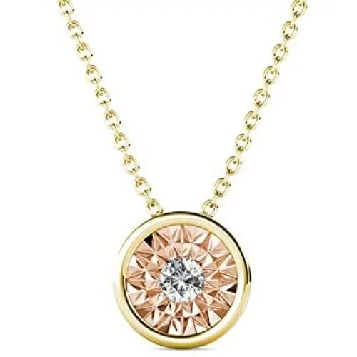 St.Claire Swarovski Crystal 18K Gold Plated Round Necklace 925 Sterling Silver Birthstone Pendant Necklaces for Women Christmas Jewelry Gift