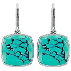 UTOPIA JAIPUR 925 Silver with White Rhodium Plating Turquoise Dangle Earrings for Girls and Women