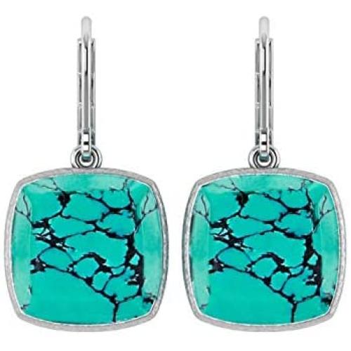 UTOPIA JAIPUR 925 Silver with White Rhodium Plating Turquoise Dangle Earrings for Girls and Women