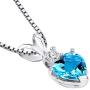 14 Karat White Gold Heart Shape 1.00 Carats Swiss Blue Topaz Diamond Pendant