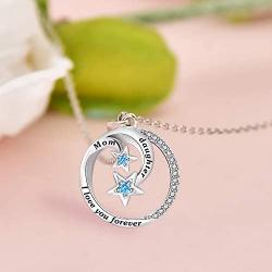 C&U 925 Sterling Silver for Mom Necklace Star Necklace I Love You Forever Pendant Necklace Jewelry Gifts for Women Mom Daughter Wife Girls