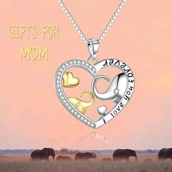 YFN 925 Sterling Silver Mom Horse Elephant Sloth Heart Pendant Necklace Christmas Day Jewelry Gift for Women