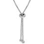 Sterling Silver 3mm Synthetic White Opal Round-cut Chain Adjustable Pull-String Bolo Slider Tennis Bracelet