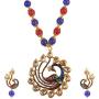 Efulgenz Indian Bollywood Kundan Peacock Pendant Pearl Beaded Bridal Necklace Earrings Wedding Jewelry Set for Women