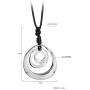 Long Pendant Necklaces Silver Pendant Natural Black Rope Chain Bohemian Necklace for Women Teens Girls with Gift Box