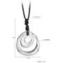 Long Pendant Necklaces Silver Pendant Natural Black Rope Chain Bohemian Necklace for Women Teens Girls with Gift Box