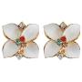 Navachi 18k Gold Plated Crystal Colorful Enamel Leaves Flower Omega Back Earrings