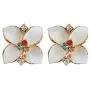 Navachi 18k Gold Plated Crystal Colorful Enamel Leaves Flower Omega Back Earrings Navachi 18k Gold Plated Crystal Colorful Enamel Leaves Flower Omega Back Earrings
