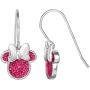 Disney Minnie Mouse Silver Plated Pink Glitter Dangle Earrings, Official License