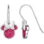 Disney Minnie Mouse Silver Plated Pink Glitter Dangle Earrings, Official License