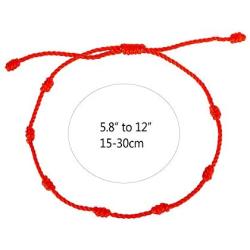 Handmade 7 Knots Red String Bracelet for Protection, Evil Eye and Good Luck, Amulet for Success and Prosperity, Friendship Bracelets for Women Men Teens