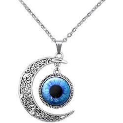 Moon Blue Eye Pendant Evil Monster Eyeball Necklace Evil Eyes Choker Gifts for Men