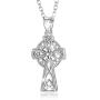 INFUSEU Sterling Silver Celtic Knot Pendant Necklaces for Women Girls Irish Jewelry Cross Tree of Life Trinity Eternity Love, 18 Inch Chain