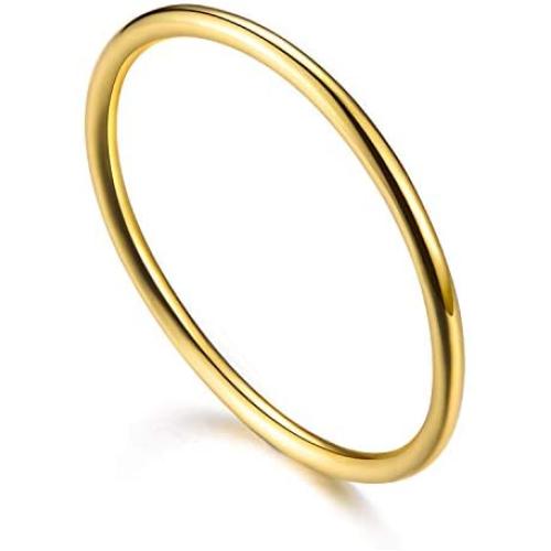 Madeone❤Gifts for Mothers Day❤Thin Rings Thumb Ring 925 Sterling Silver 14K Gold Plated High Polish Minimalist Stacking Rings Wedding Eternity Engagement Ring for Women