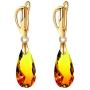 Uloveido Imitated Tourmaline Water Drop Earrings Teardrop Gradient Orange Dangle Earrings Gold Plated Wedding Jewelry for Women Y614