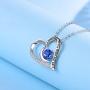 Mothers Day Necklace for Mom Birthday Gifts Love Heart Pendant Love You to the Moon and Back September Blue Sapphire Jewelry Sterling Silver Necklace