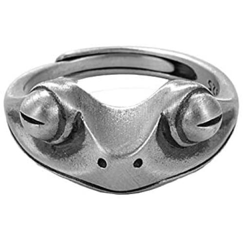 Allhola Real 925 Sterling Silver Frog Ring for Women Girls,Open Adjustable Vintage Cute Animal Finger Rings Fashion Party Jewelry Gifts
