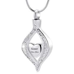 Minicremation Cremation Jewelry for Ashes The Eye of My Heart Keepsake Memorial Jewelry for Urn Necklace Stainless Steel Ashes Pendant with 20 Inch Chain