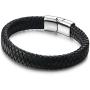 Jstyle Braided Leather Bracelets for Men Bangle Bracelets Fashion Magnetic Clasp 7.5-8.5 Inch
