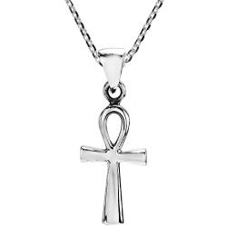 Mystic Egyptian ANKH Cross .925 Sterling Silver Pendant Necklace