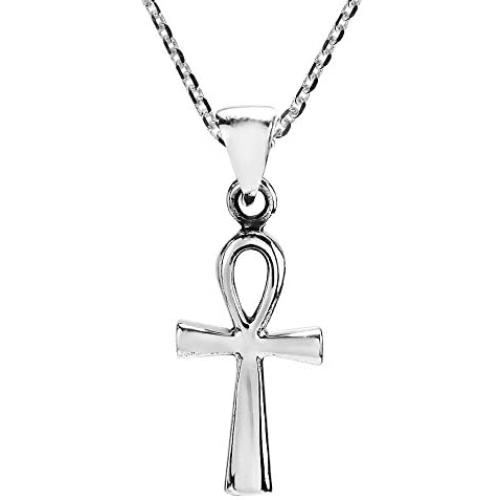 Mystic Egyptian ANKH Cross .925 Sterling Silver Pendant Necklace