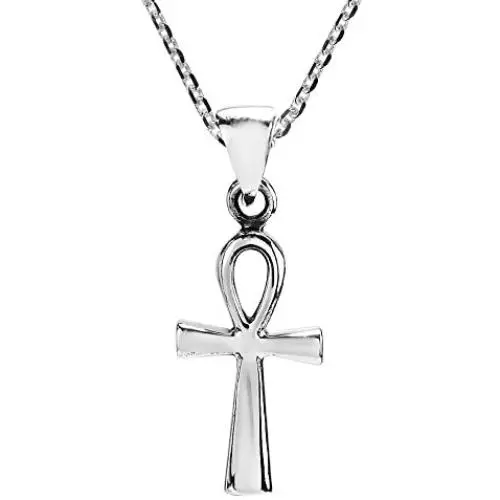 Mystic Egyptian ANKH Cross .925 Sterling Silver Pendant Necklace