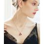 Eterstarly Wish Stone Pendant Necklace with Red Birthstone Heart Crystal, 18K Rose Gold Plated, 16.4'' + 2''