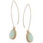 Humble Chic Simulated Druzy Needle Drops - Boho Gold-Tone Threader Upside-Down Long Hoop Dangle Earrings for Women - Created Geode Stone Sparkly Pendants