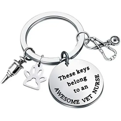 CYTING Veterinarian Keychain These Keys Belong to an Awesome Vet Tech/Nurse Keychain Appreciation Gift Veterinary Medicine Graduation Gift