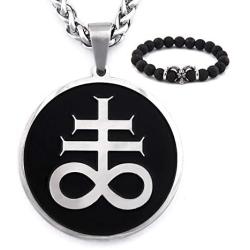 Gungneer Satanic Leviathan Necklace Stainless Steel Keel Chain Strength Amulet Religious Jewelry for Men Women