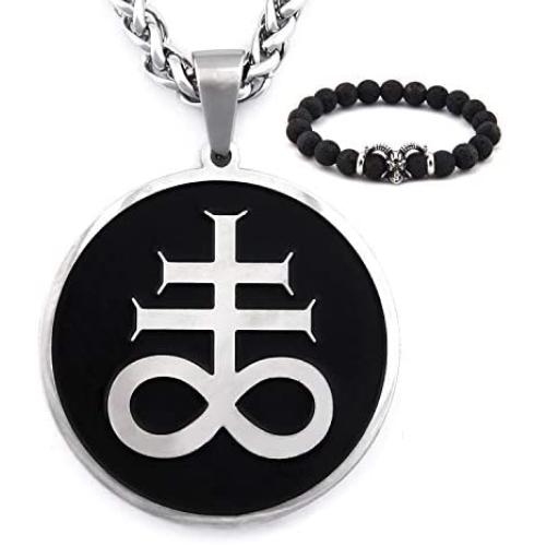 Gungneer Satanic Leviathan Necklace Stainless Steel Keel Chain Strength Amulet Religious Jewelry for Men Women