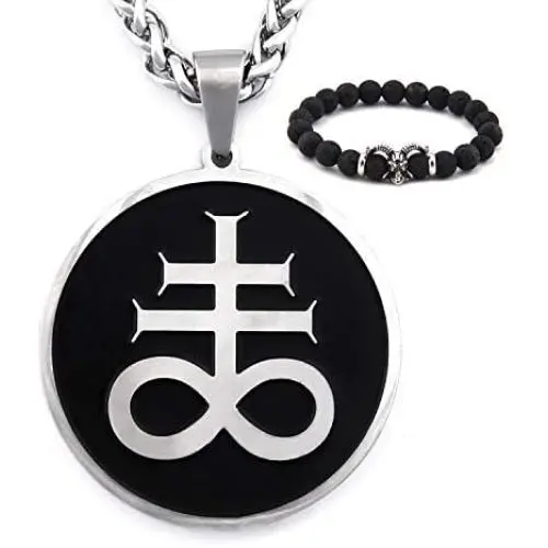 Gungneer Satanic Leviathan Necklace Stainless Steel Keel Chain Strength Amulet Religious Jewelry for Men Women