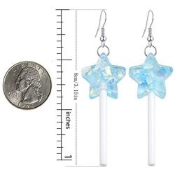 DAMLENG 5 Pairs Funny Cute Resin Colorful Star Lollipop Drop Earring Handmade Candy Simulation Food Dangle Earring for Women Girl Exaggerated Trend Style Jewelry
