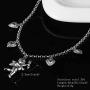 Angel Cupid Chain Necklace Steel Stainless Y2K Aesthetic Angel Love Heart Choker Necklace for Women Girls Men Boys