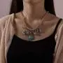 Simsly Vintage Crystal Necklace Gold Turquoise Pendant Necklace Chain Jewelry with Earring for Women and Girls
