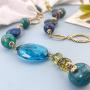 Firstmeet Chunky Crystal Coloured Glaze Beads Long Necklace for Women