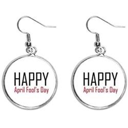 Celebrate April Fools Day Festival Holiday Ear Dangle Silver Drop Earring Jewelry Woman