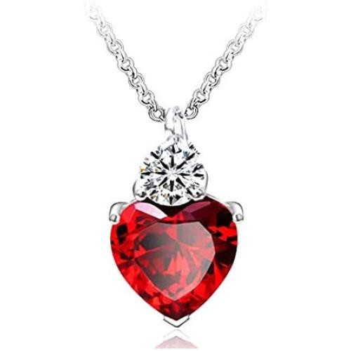 IDOXE Queen of Hearts Necklace 925 Sterling Silver Chain January Birthstone Red Heart Toy Princess Halloween Accessories Jewelry Valentines Gift for Her ( Red January)