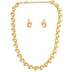 Crunchy Fashion Bollywood Style Gold Plated Party Wear Traditional Indian Crystal Jewelry Necklace and Earrings Set